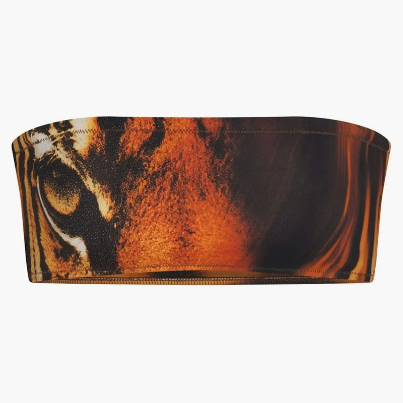 Skims X Roberto Cavalli Micro Bandeau Bikini Top Tiger Face Print