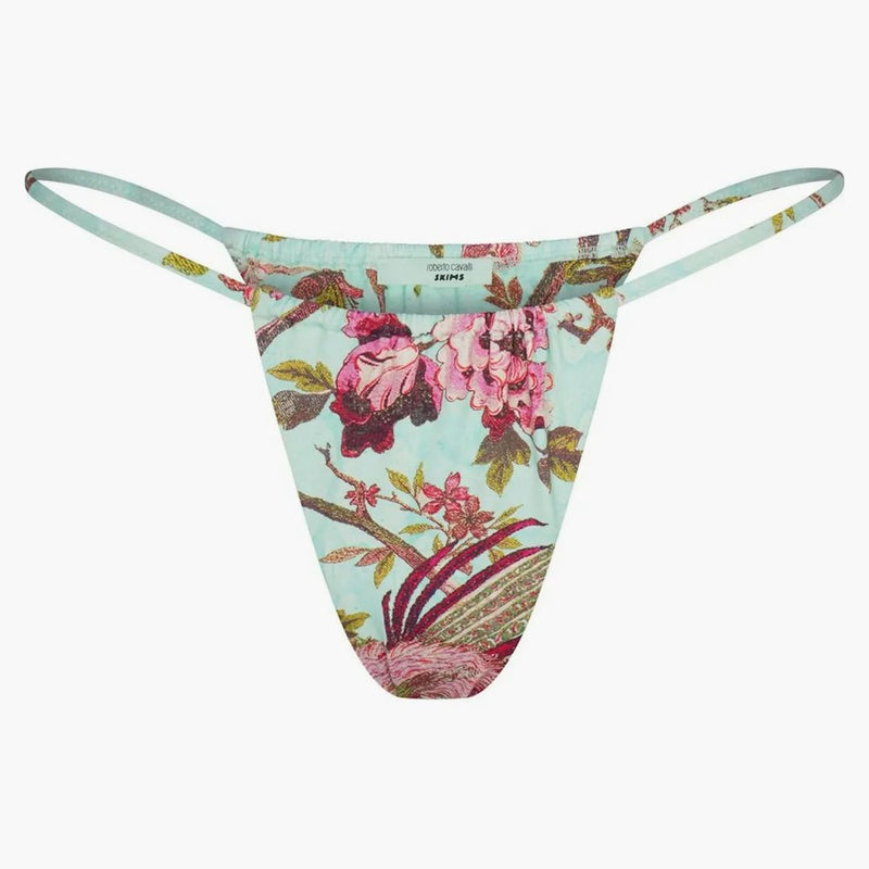 Skims X Roberto Cavalli String Bikini Bottom Fagianella Print