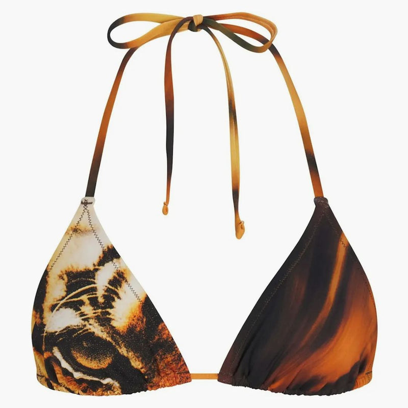 Skims X Roberto Cavalli Triangle Bikini Top Tiger Face Print