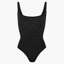 Skims X Swarovski Jelly Sheer Square Neck Bodysuit Onyx