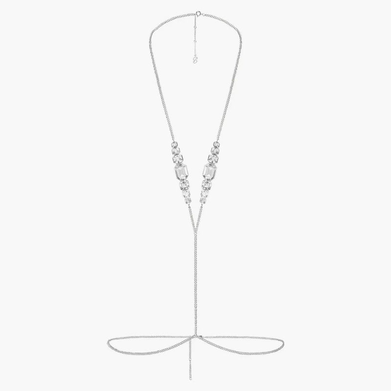 Skims X Swarovski V Body Chain Silver