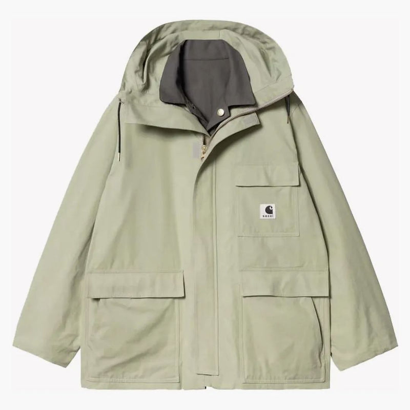 Sacai X Carharrtt Wip Reversible Duck Coat Grey/light Green