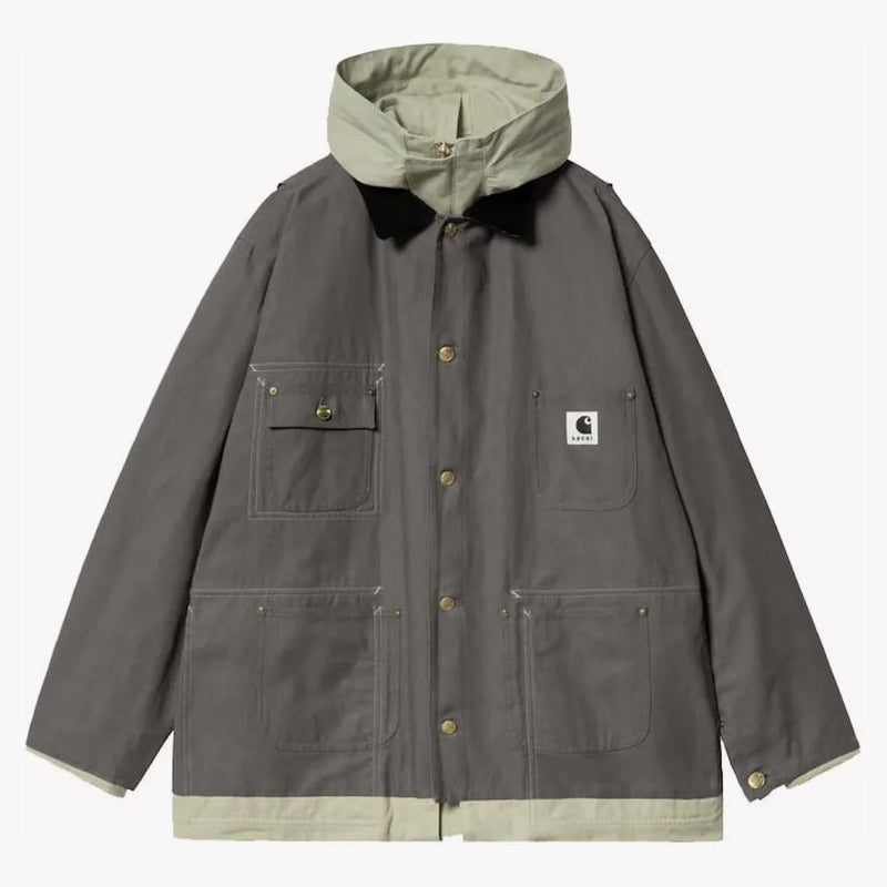 Sacai X Carharrtt Wip Reversible Duck Coat Grey/light Green