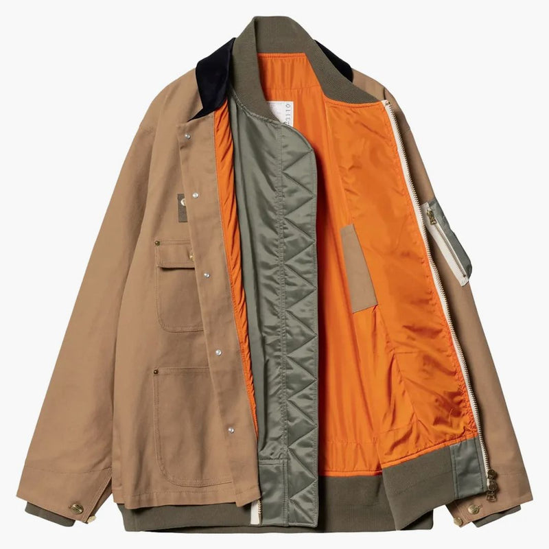 SACAI X CARHARTT WIP CANVAS MA-1 MICHIGAN BEIGE
