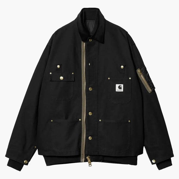 Sacai x carhartt wip tela ma-1 giacca michigan nera