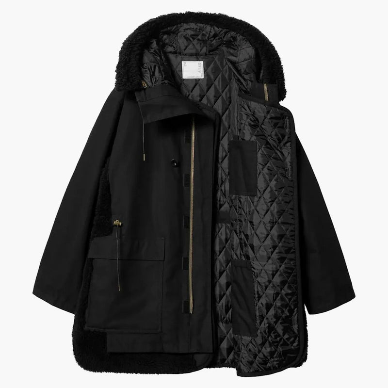 Sacai x carhartt wip tela siberian parka nero