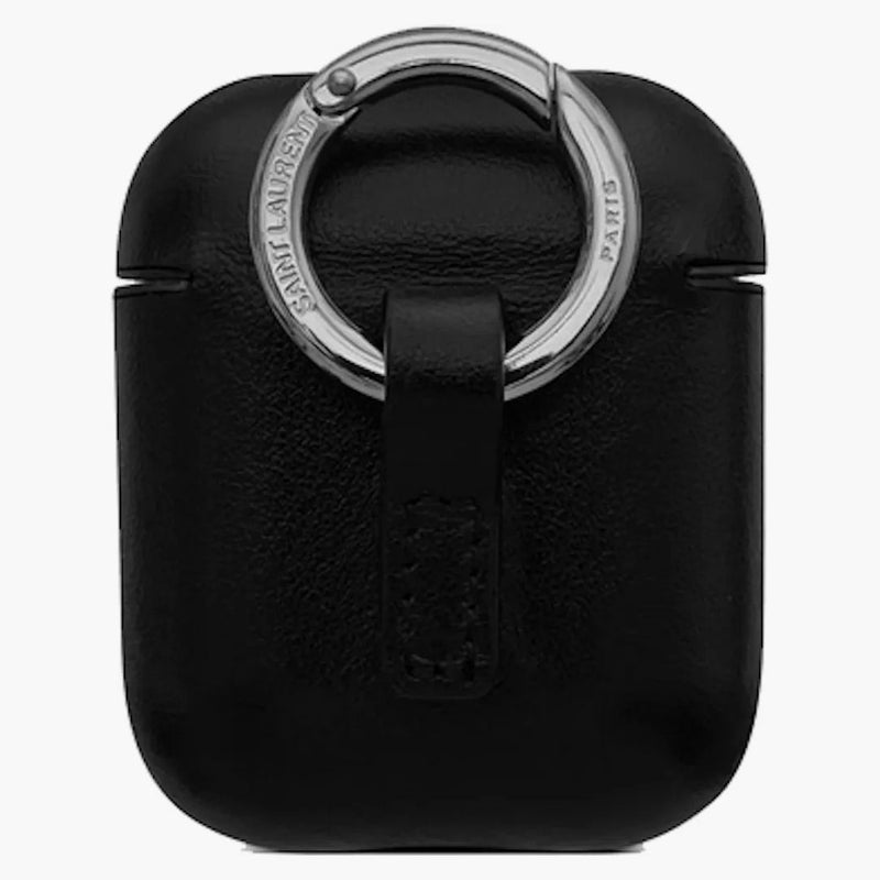 Saint Laurent Airpods Case Smooth Leather Natural Black Gray