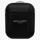 Saint Laurent AirPods Case de cuero liso Natural Negro Gris