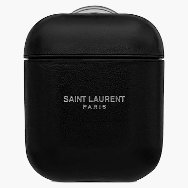 Pouzdro Saint Laurent AirPods Hladká kůže Natural Black Grey