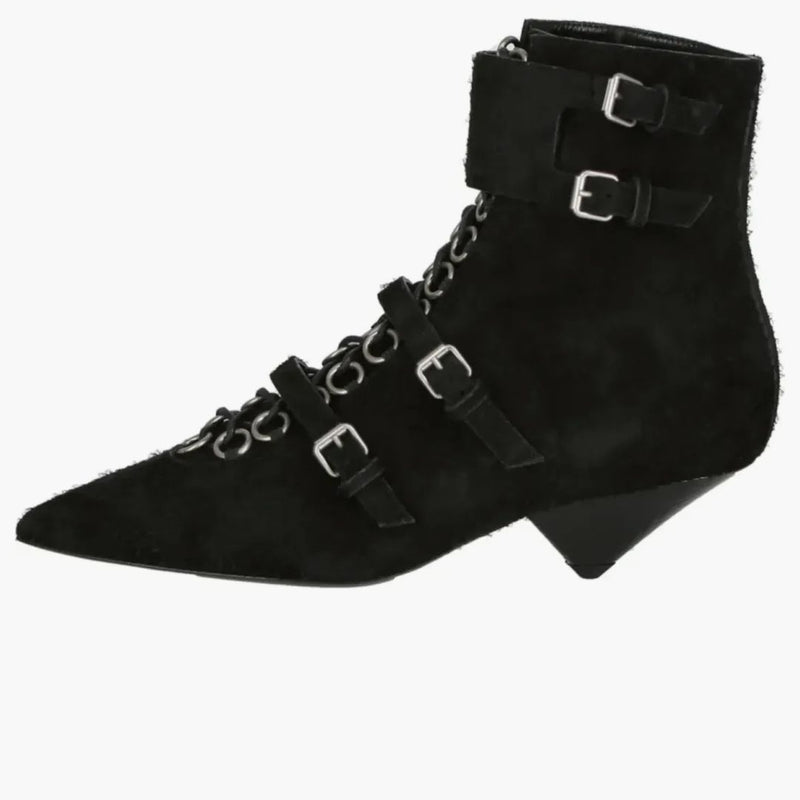 Saint Laurent Blaze Suede Ankle Boots Black Suede (women's)