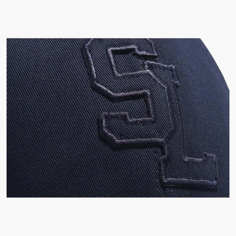 Saint Laurent Canvas e Rafia Baseball Cap Navy Blue/Taupe