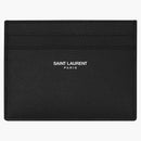 Saint Laurent Card Case Grain de Poudre Embossed Leather Black