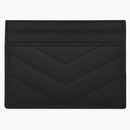 Saint Laurent Card Case Matelasse Grain de Poudre Silver-Tone Black