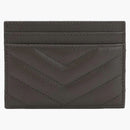 Saint Laurent Card Case Monogram Grain de Poudre Pebble Gray