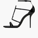 Saint Laurent Cassandra Sandal Heels Black Patent Leather