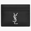 Saint Laurent Cassandre (5 Card Slot) Card Case Silver Logo Black
