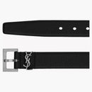 Saint Laurent Cassandre Belt in Grained Leather Black