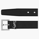 Saint Laurent Cassandre Belt in Smooth Leather Black