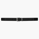 Saint Laurent Cassandre Belt in Smooth Leather Black