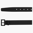 Saint Laurent Cassandre Belt in Smooth Leather Black-Tone Black