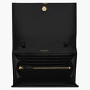 Saint Laurent Cassandre Chain Wallet in Glossy Smooth Leather Black