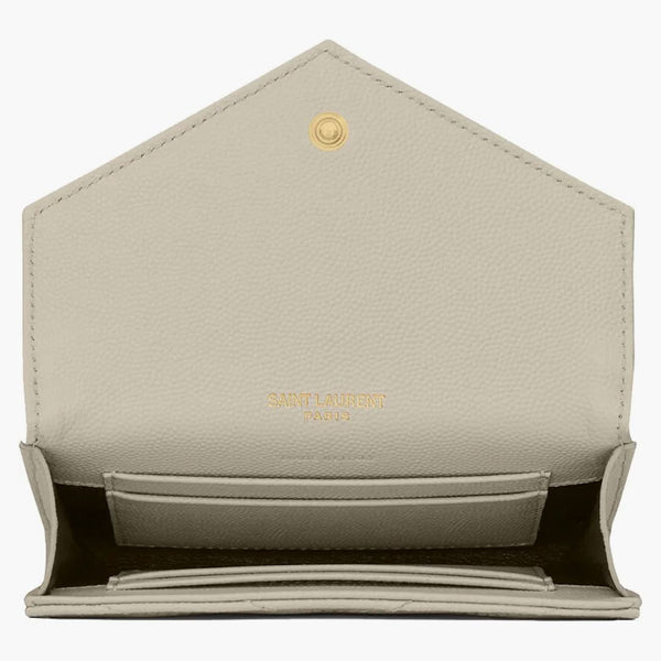 Saint Laurent Cassandre Grain de Poudre kuvert plånbok liten blanc vintage