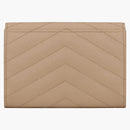 Saint Laurent Cassandre Grain de Poudre Envelope Wallet Small Dark Beige