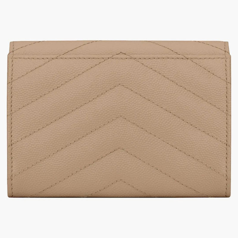 Saint Laurent Cassandre Grain de Poudre kuvert plånbok liten mörk beige