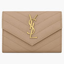 Saint Laurent Cassandre Grain de Poudre Envelope Wallet Small Dark Beige