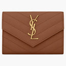 Saint Laurent Cassandre Grain de Poudre Envelope Wallet Small Dark Natural