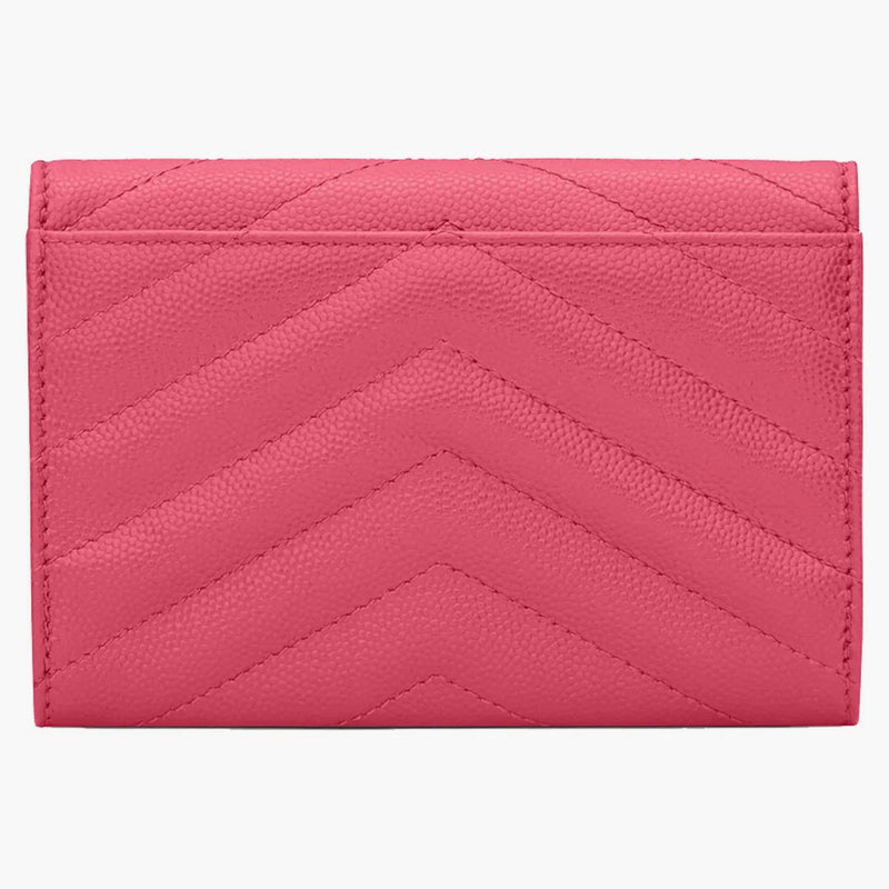 Saint Laurent Cassandre Grain de Poudre kuvert plånbok liten fuchsia