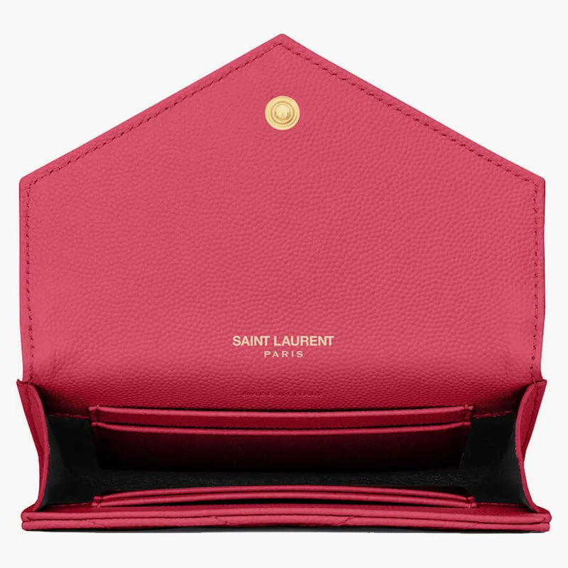 Saint Laurent Cassandre Grain de Poudre kuvert plånbok liten fuchsia