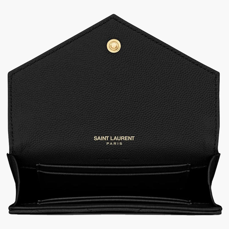 Saint Laurent Cassandre Grain de Poudre kuvert plånbok liten noir