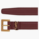 Saint Laurent Cassandre Leather Belt Red Agate