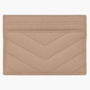 Saint Laurent Cassandre Matelasse Card Case in Grain de Poudre Relissed Leather Dark Beige