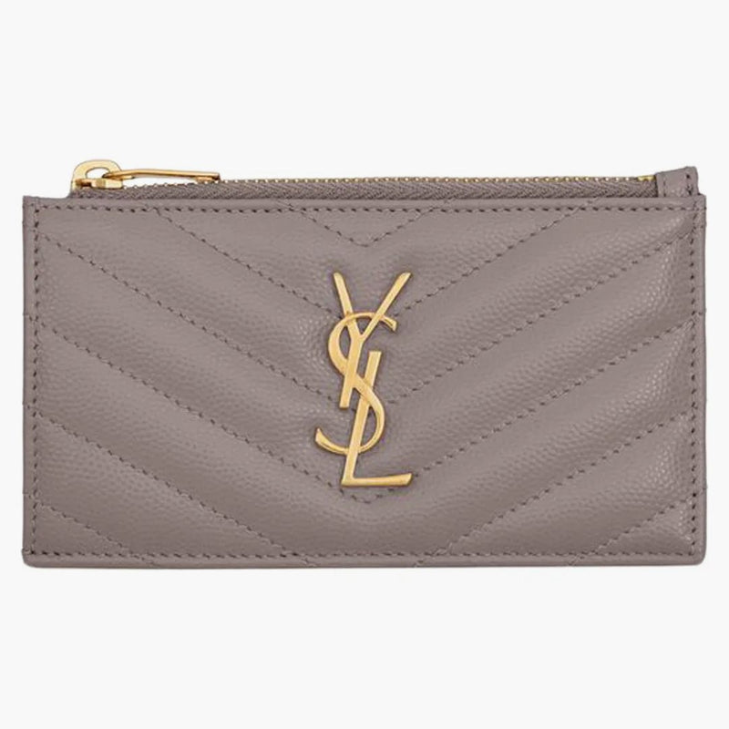 Saint Laurent Cassandre Matelasse Zippe Fragment Card Case de Poudre präglad dimma