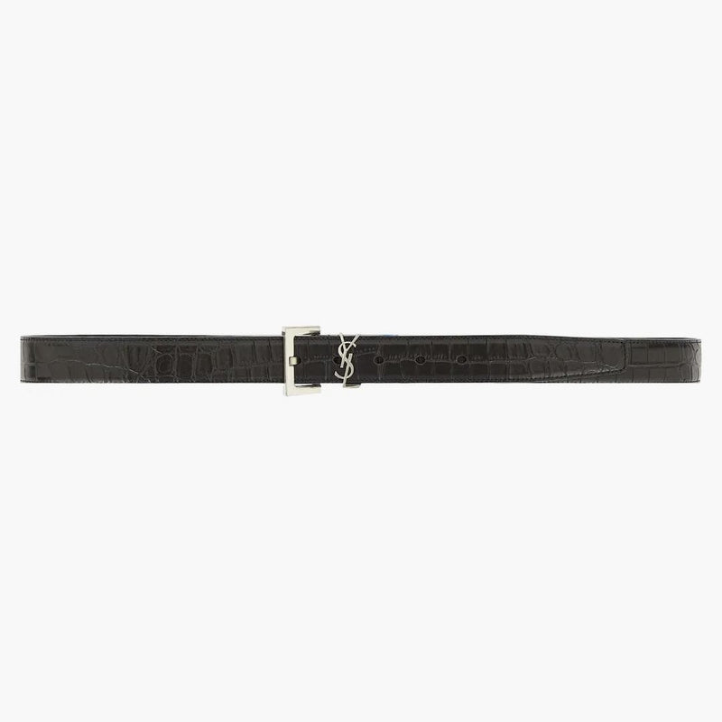 Saint Laurent Cassandre Matte Crocodile Cintura in rilievo nero