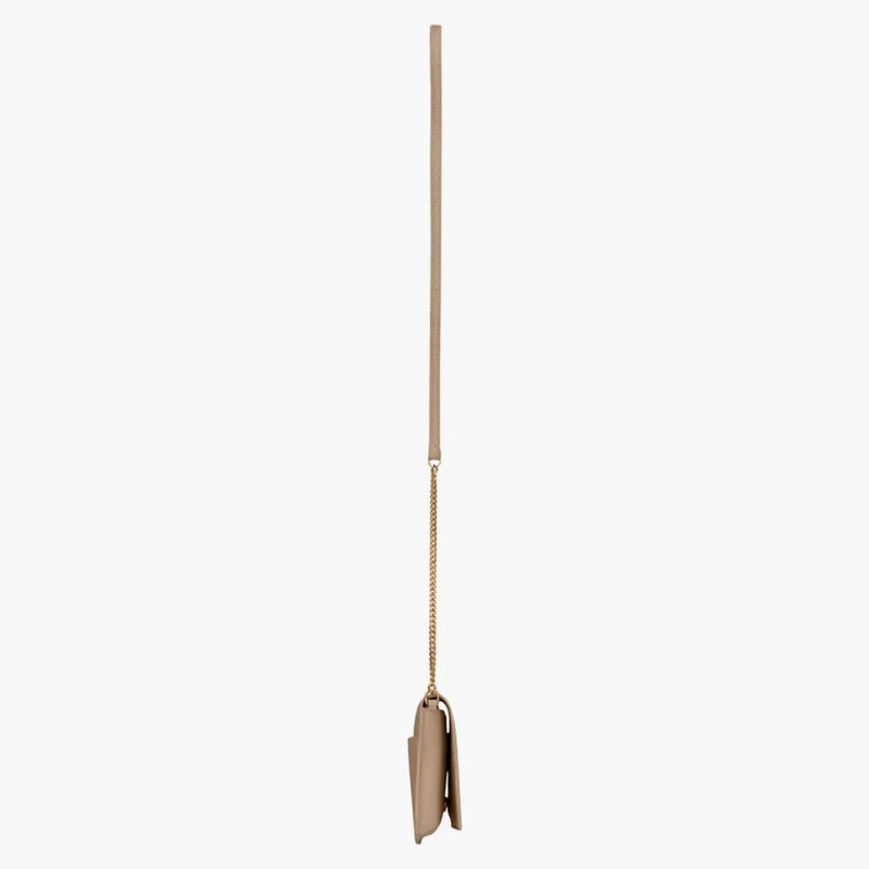 Saint Laurent Cassandre telefonhållare med rem i slät läder mörk beige