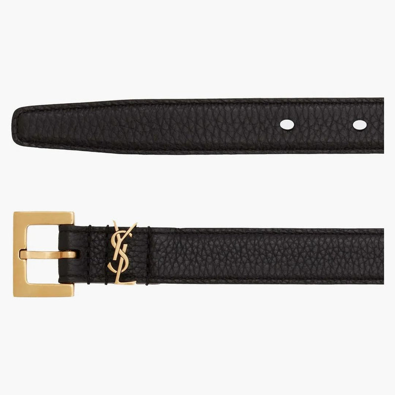 Saint Laurent Cassandre Bely con fibbia quadrata in pelle a grana Nero