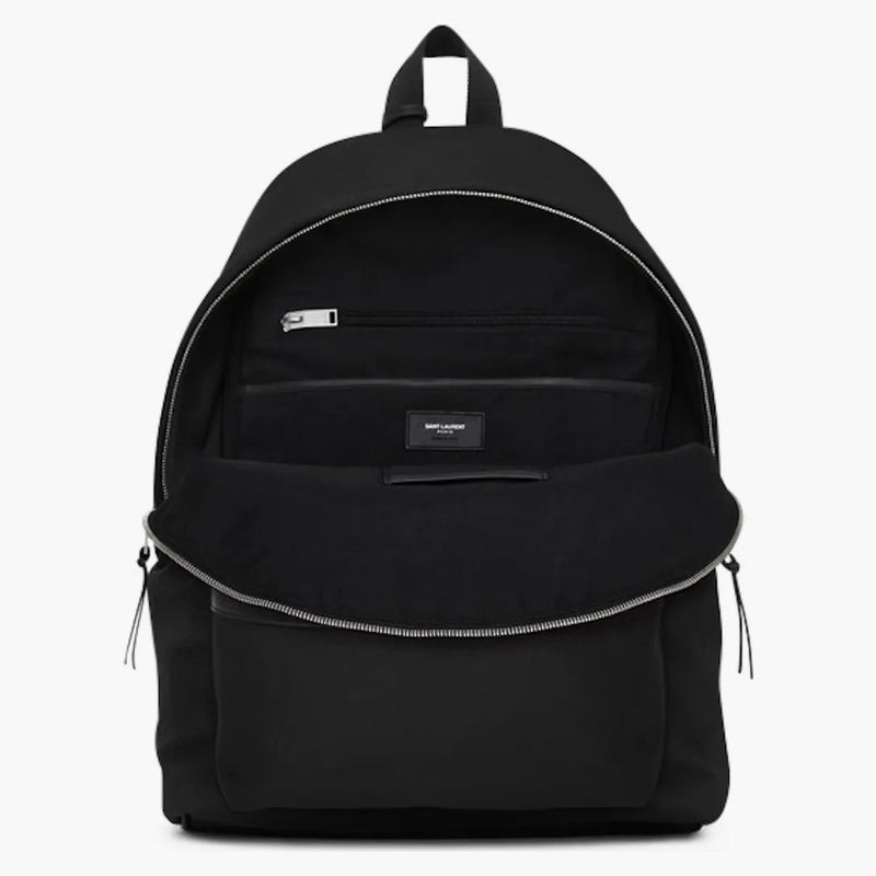 Saint Laurent City Canvas batoh plátno na stříbrném tónu černé