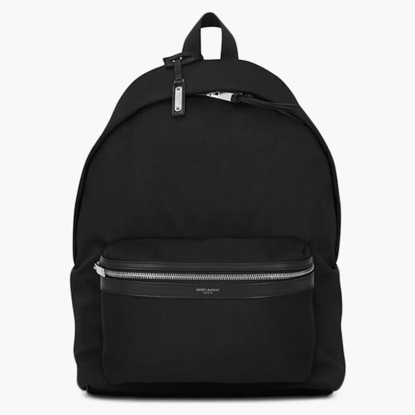 Saint Laurent City Canvas batoh plátno na stříbrném tónu černé