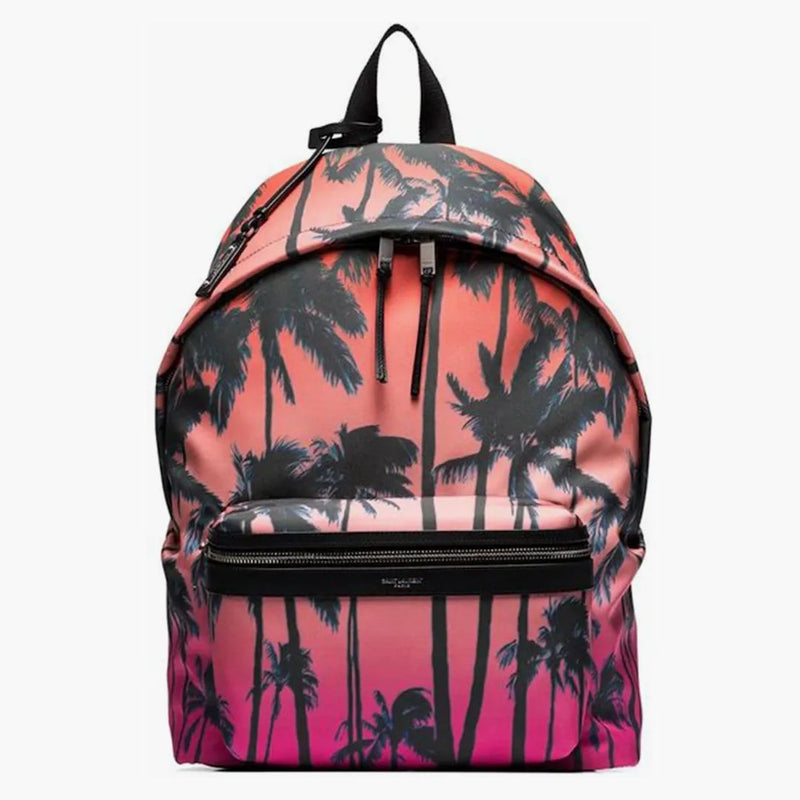 Saint Laurent City Canvas zaino Palm Stampa nero/Multi