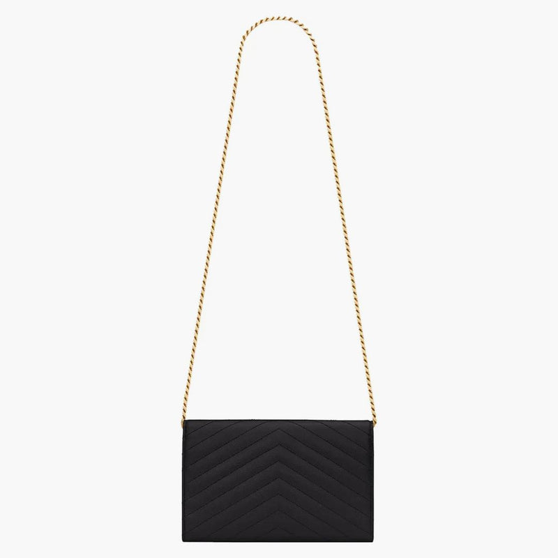 Saint Laurent Classic Flap Front Chain Wallet Monogram Black