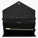 Saint Laurent Classic Flap Front Chain Wallet Monogram Black