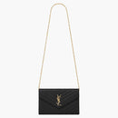 Saint Laurent Classic Flap Front Chain Wallet Monogram Black
