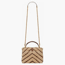 Saint Laurent College Chain Bag in Suede and Shearling Medium Natural Beige/Dark Cigar