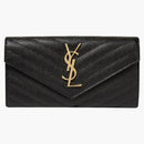 Saint Laurent College Flap Wallet Matelasse Large Black