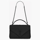 Saint Laurent College Matelasse Lambskin Black-Tone Large Black