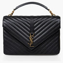 Saint Laurent College Shoulder Bag Matelasse Monogram Large Black