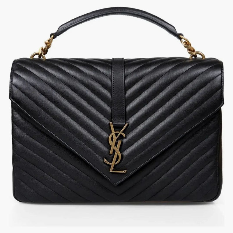 Saint Laurent College Shoulder Bag Matelasse Monogram Large Black